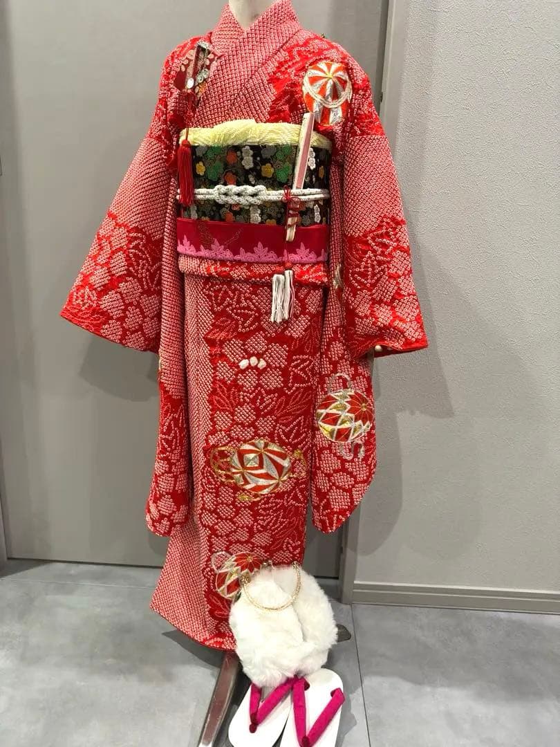 高級　豪華総絞り　鹿子絞り　七五三　着物　フルセット