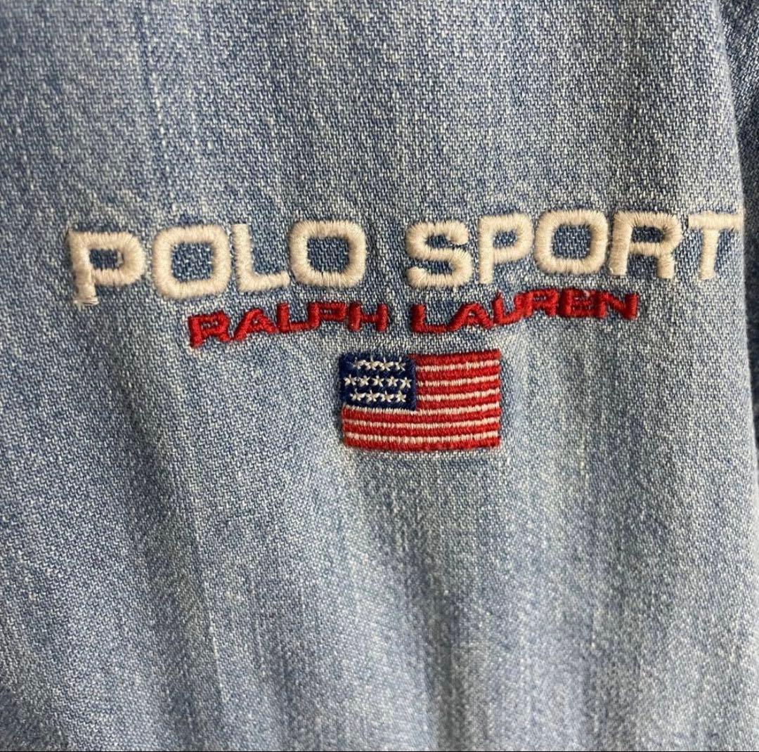 【希少入手困難】ポロスポーツ　刺繍ロゴ入　デニムアノラックジャケット　XL