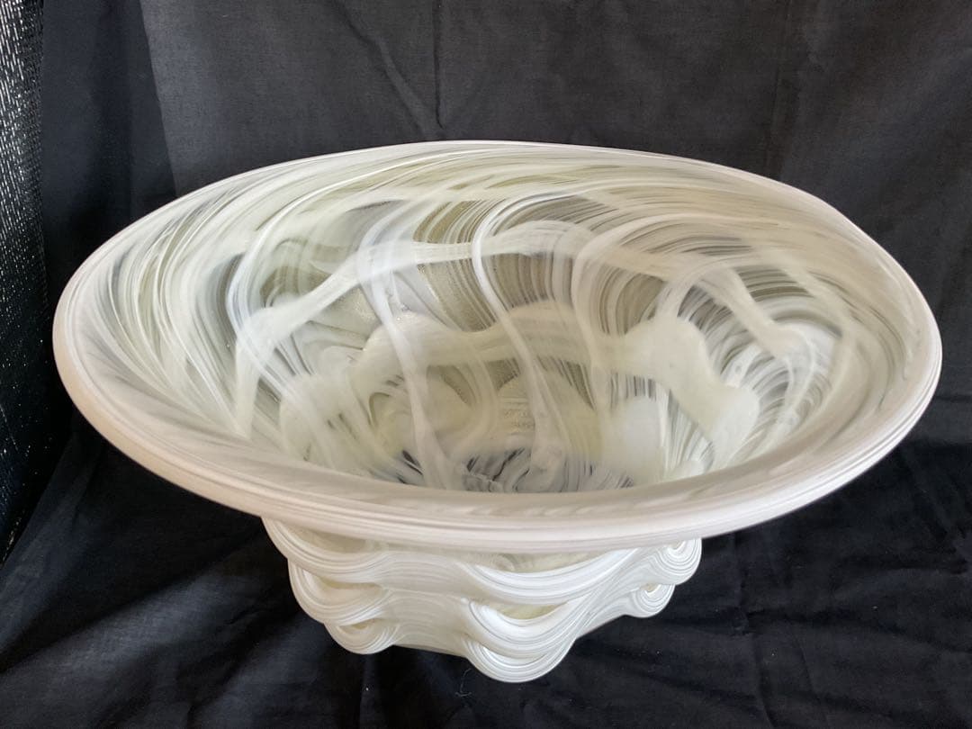 一点物大作！黒木国昭(1945~)「手吹きガラス花器」供箱入