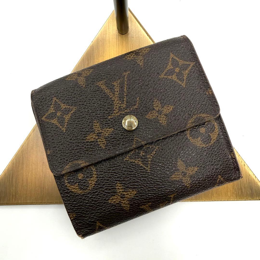LOUIS VUITTON 三つ折り財布 ブラウン　モノグラム　ダブルホック