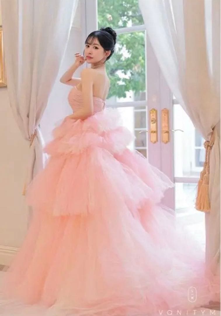 ピンク チュールドレス フリル付き