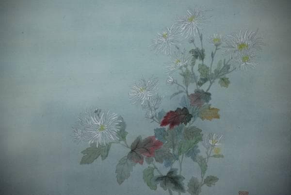 真作/隆子/菊花図/布袋屋掛軸HC-807