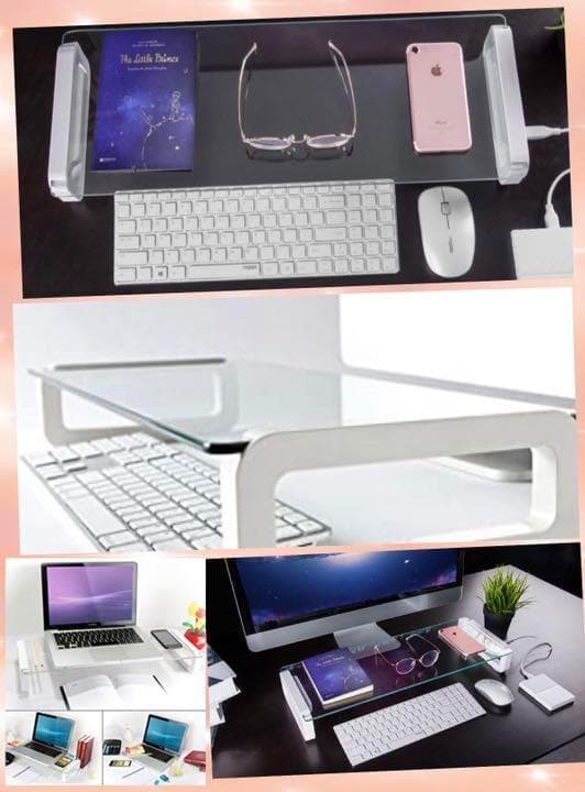 USBポート4つ搭載＆超高耐荷重50kg❣美しい強化ガラス製の高級ボード♪❤