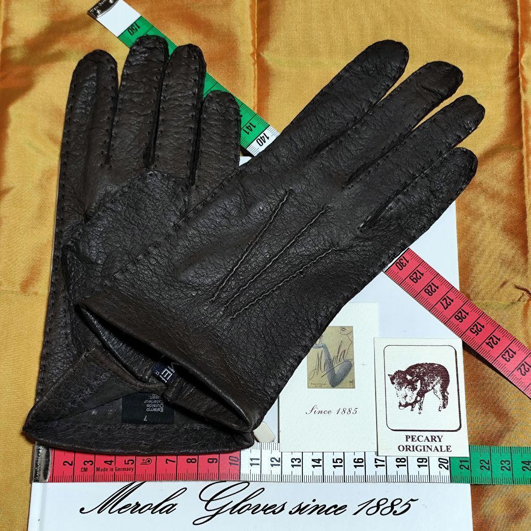 値下げ メローラ ペッカリー焦茶3ライニングなし グローブ 革手袋 MEROLA