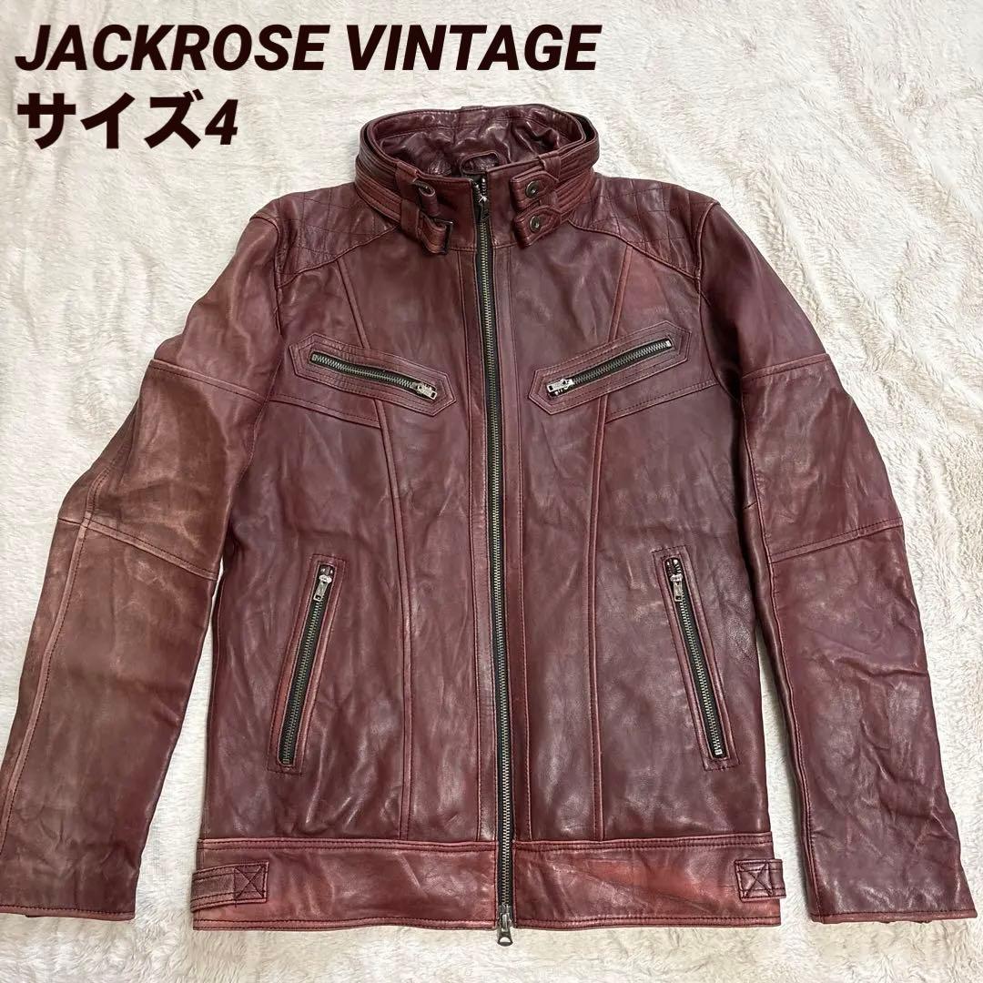 JACKROSE ライダース ジャケット シングル レザー L ボルドー ワイン