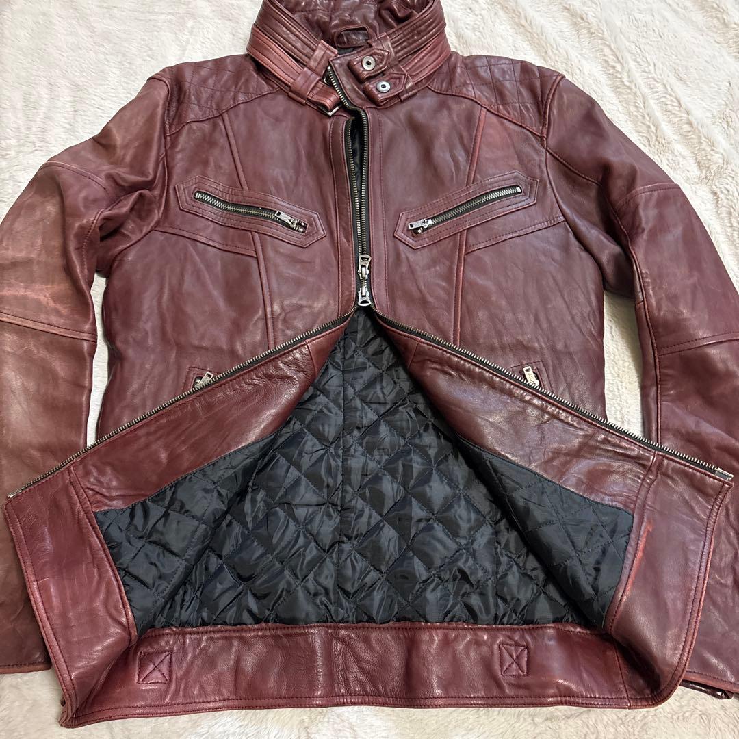JACKROSE ライダース ジャケット シングル レザー L ボルドー ワイン