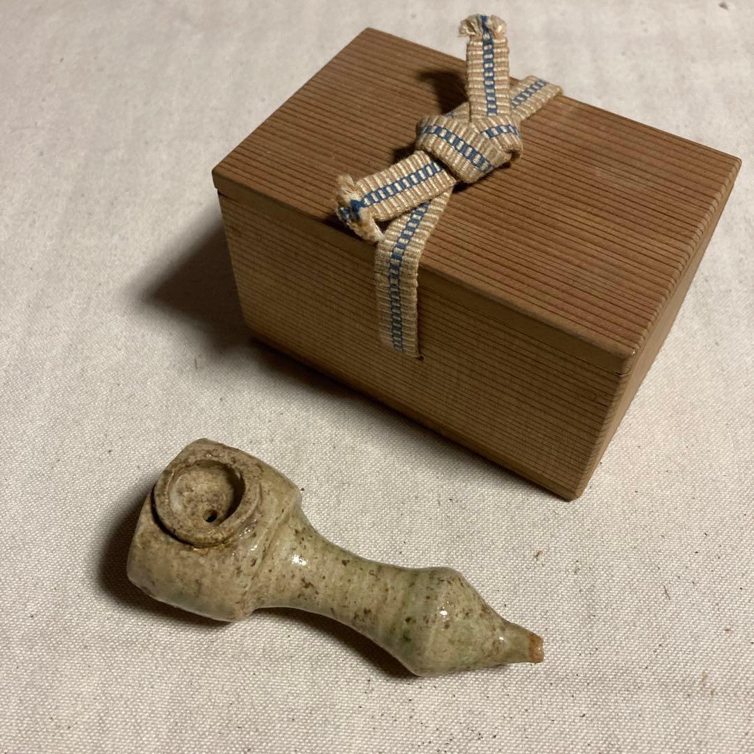 織部焼　煙管　陶器製 茶道具 木箱付き
