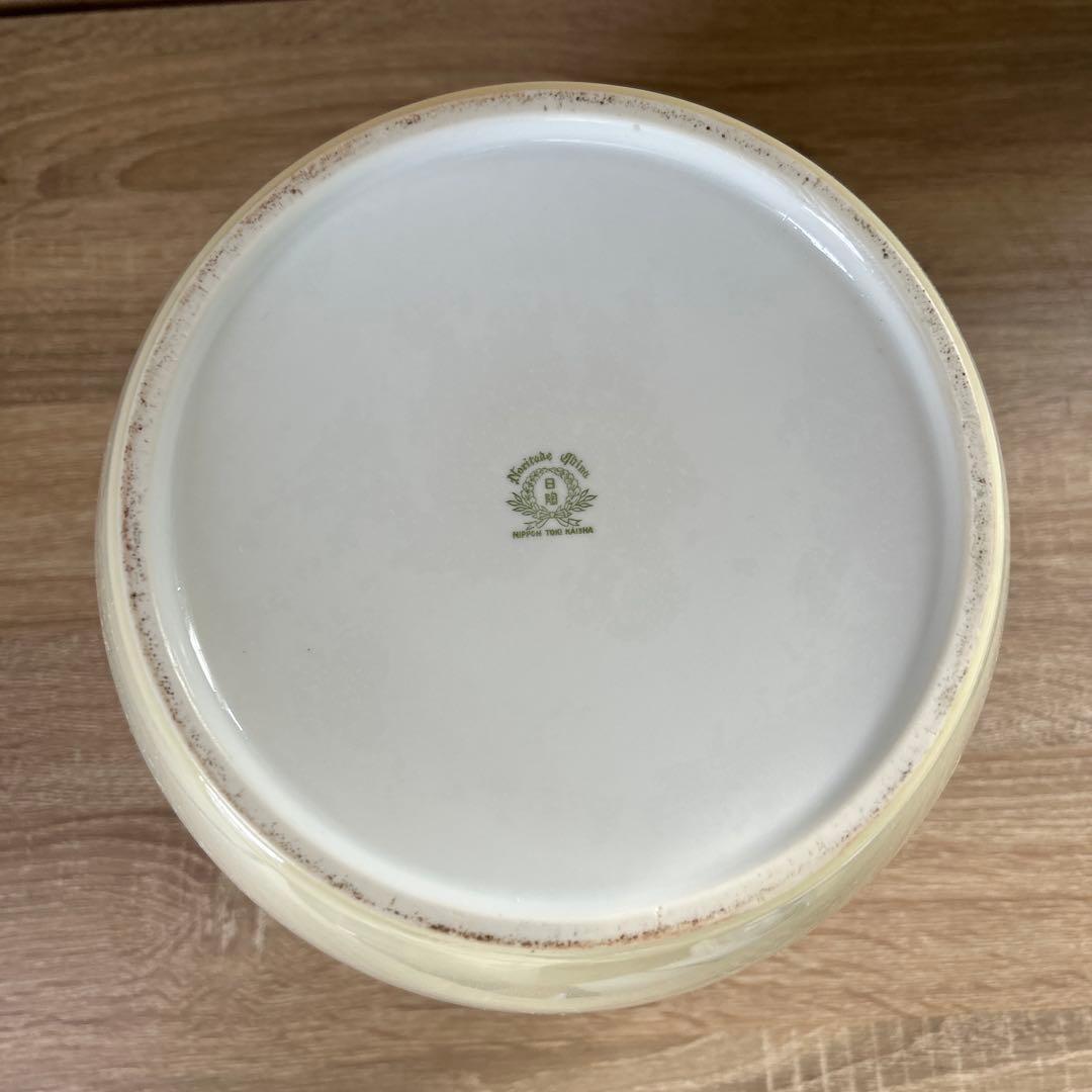 オールド ノリタケ　黄地菊花散らし火鉢　月桂樹 日陶印