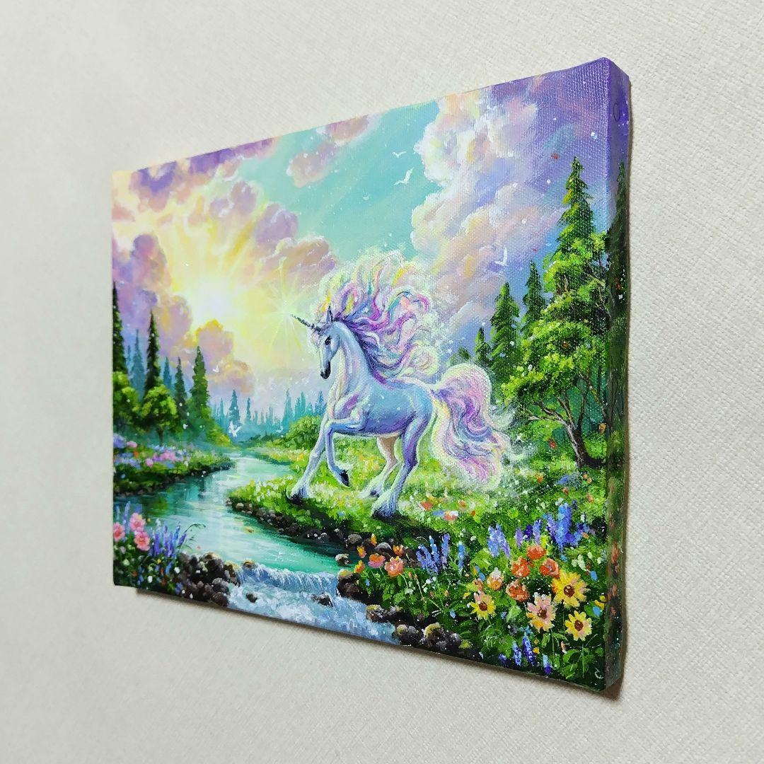 琥*ん様 【ユニコーン】アクリル画 F3 風景画 絵画