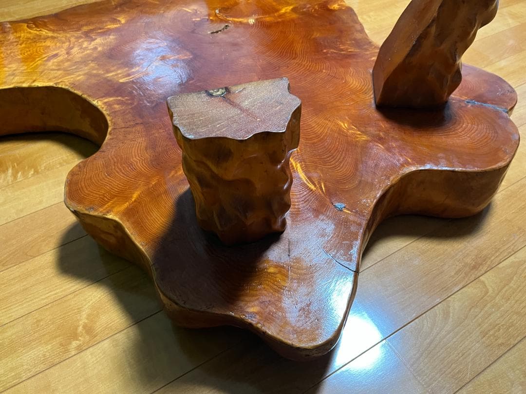 【天然木 一枚板】欅 ケヤキ テーブル 光沢仕上げ 140×70cm 60kg