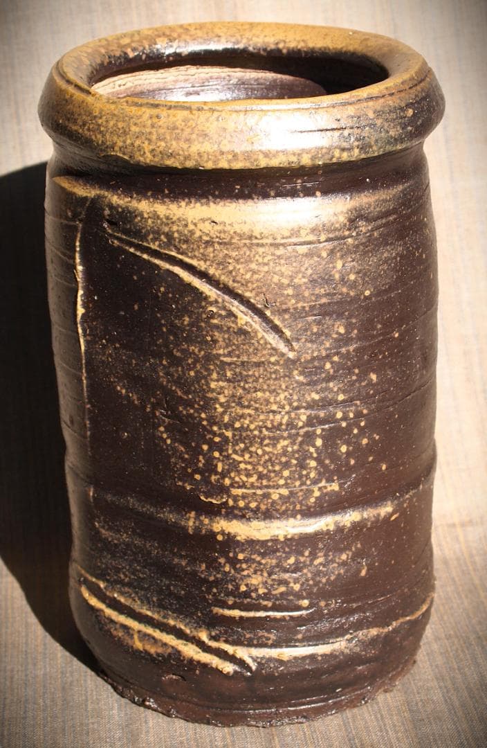 希少作★森陶岳★黒備前花入【寒風】★共箱