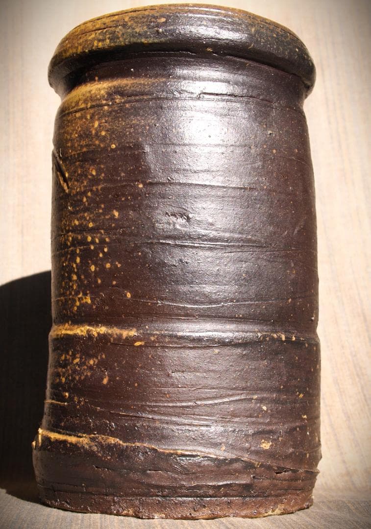 希少作★森陶岳★黒備前花入【寒風】★共箱