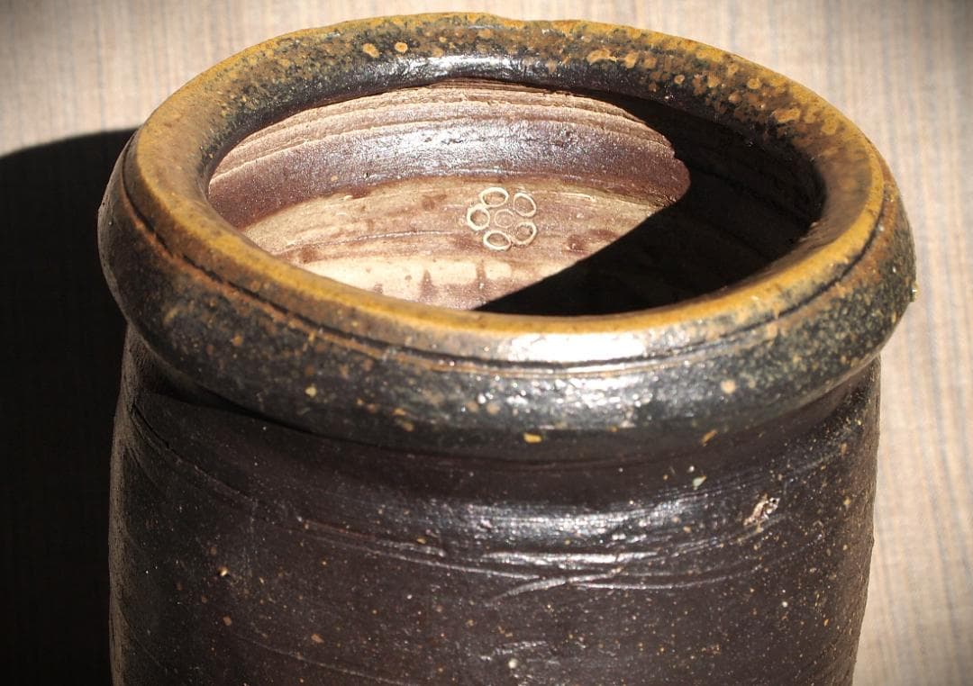 希少作★森陶岳★黒備前花入【寒風】★共箱