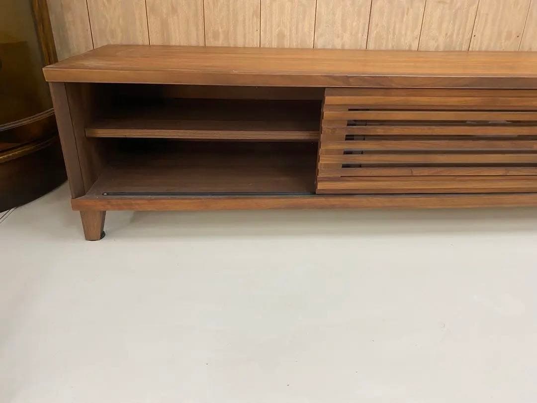 【美品】テレビボード　無垢　一枚板　ウッド調 スラットデザイン テレビ台