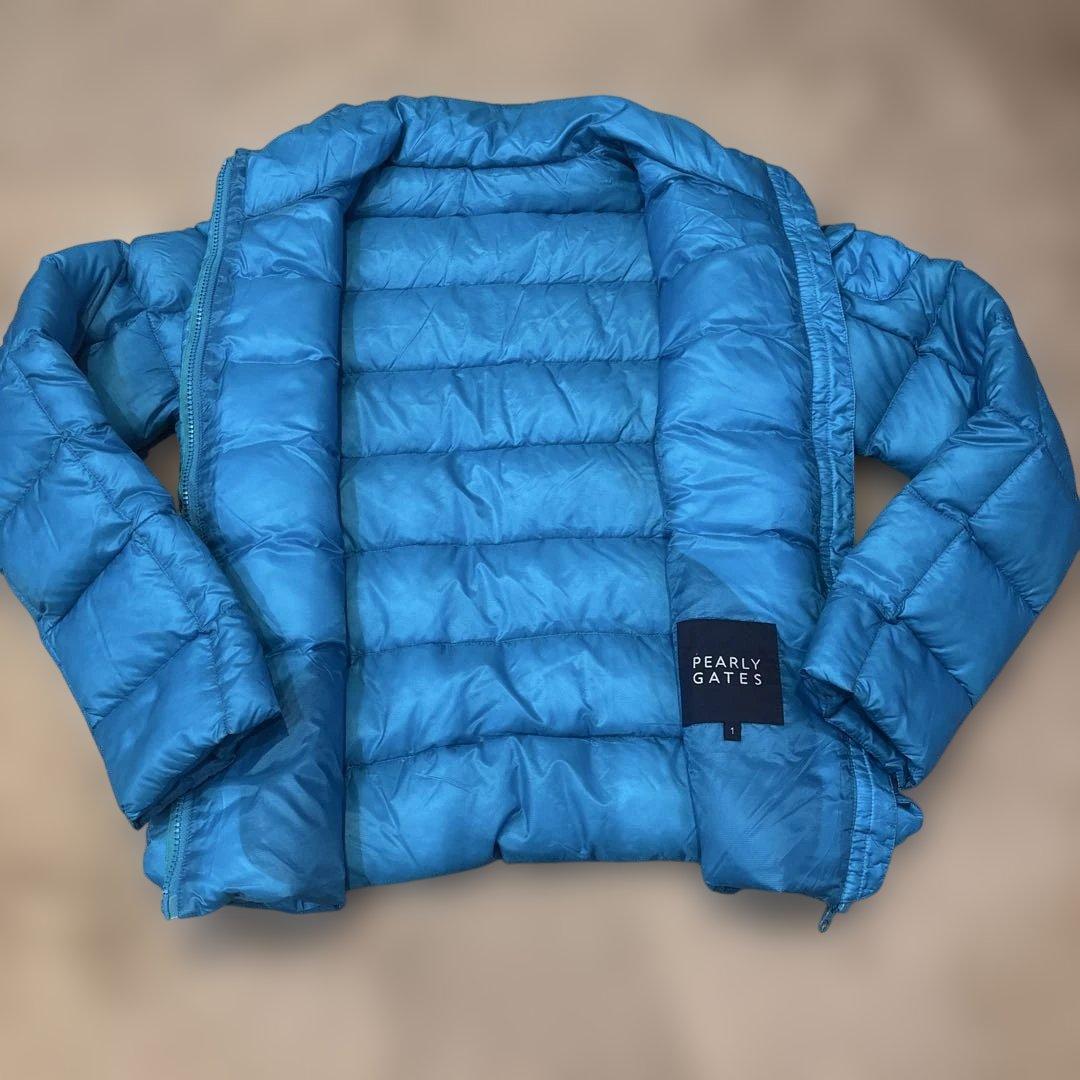 パーリーゲイツPG 青緑色ダウンジャケット　ロゴ入り　袖着脱可　ダウンベスト　M