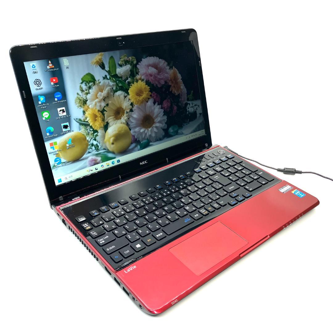 機能充実❣️軽快SSD✨艶赤 綺麗なノートパソコン✨ブルーレイ オフィス カメラ