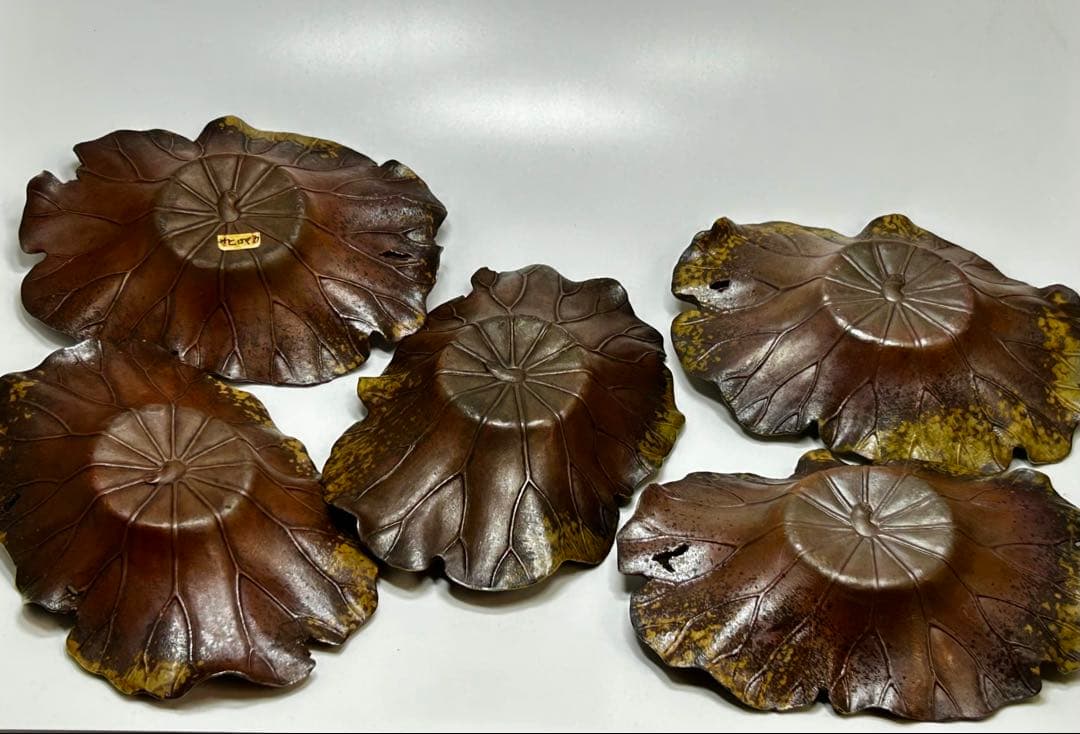 江戸時代　備前焼　蓮皿　五枚