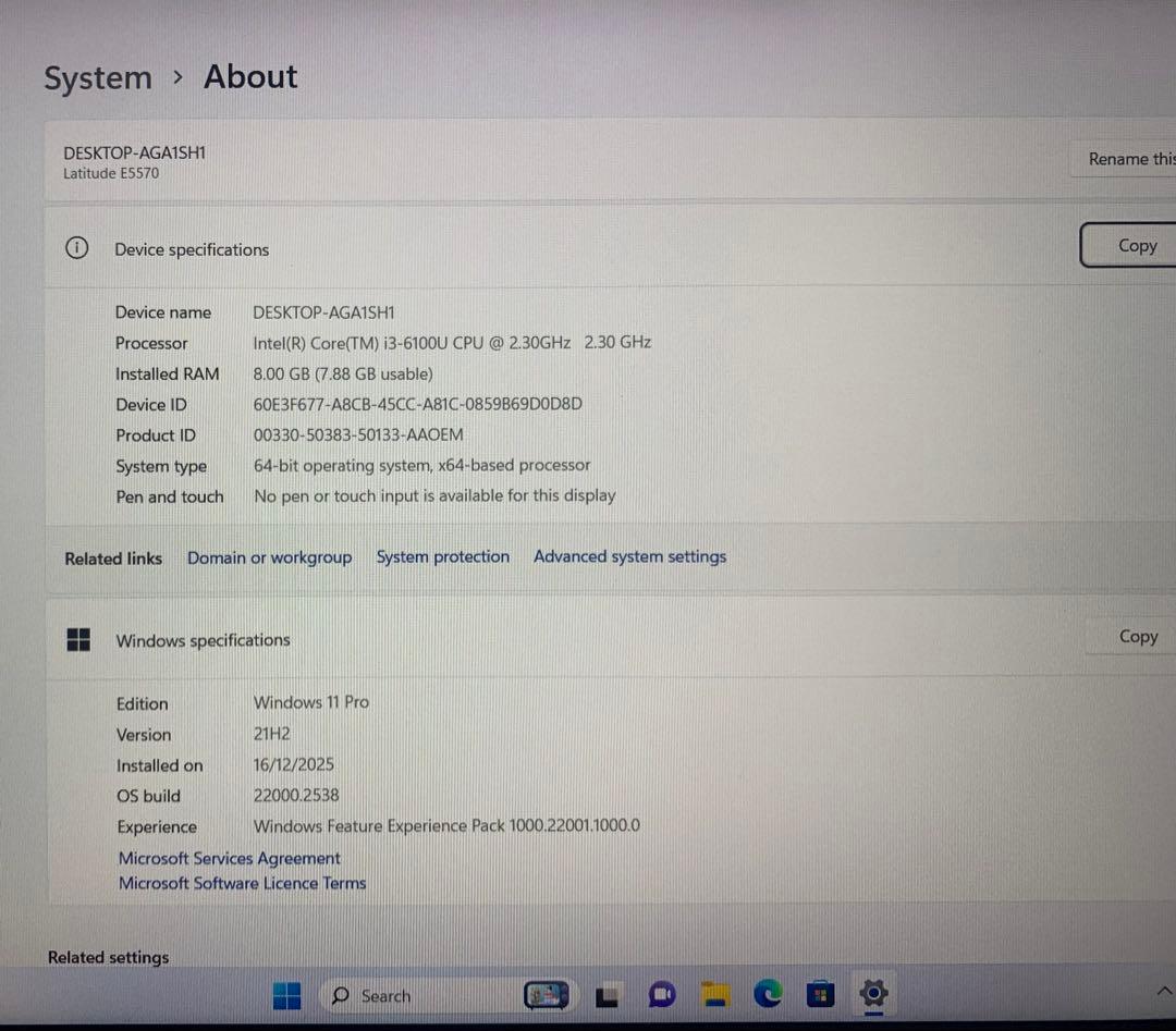 Dell Latitude E5570ノートパソコン/Windows 11Pro