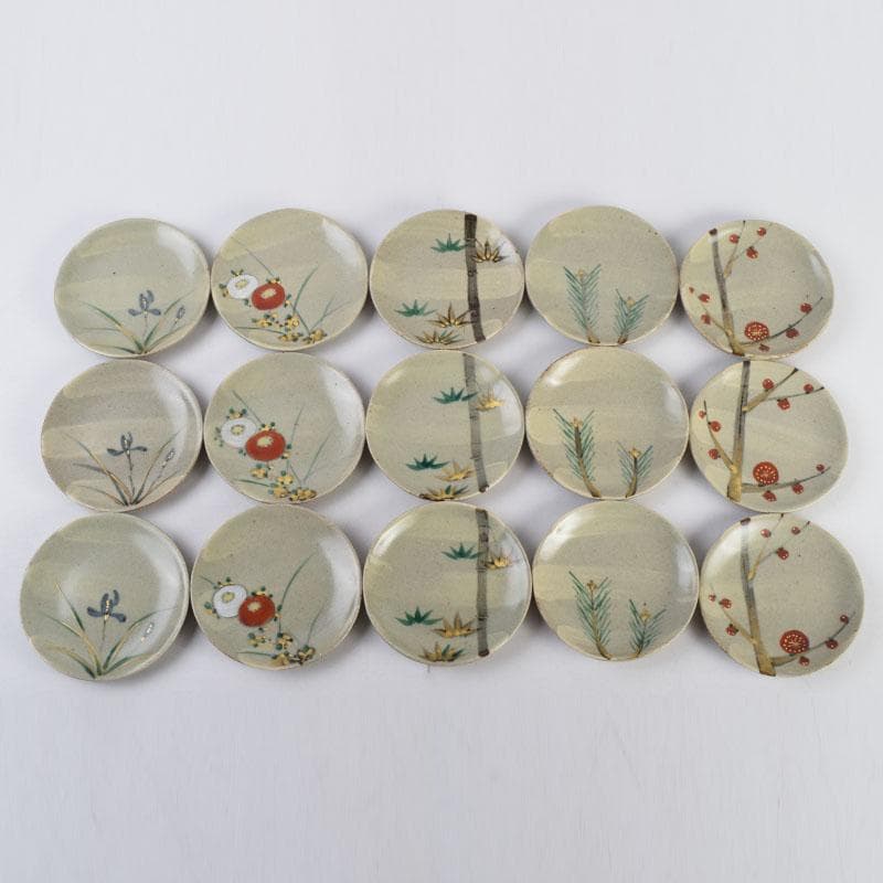 和食器　茶懐石　幸兵衛窯　絵変　銘々皿　五客　共箱　6点まとめて　V　8932A