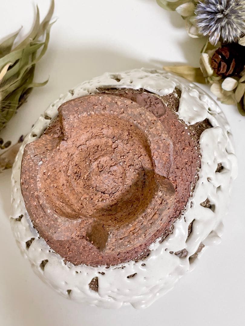 萩焼　山根清玩　鬼萩　割高台　新品　光彩庵　抹茶碗　楕円形　オーバル　陶器　作家