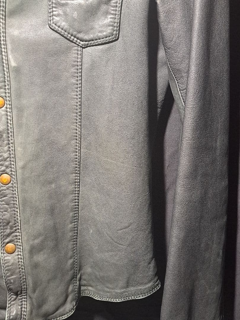 90s ITALY製 DOLCE & GABBANA レザーシャツ ロック古着