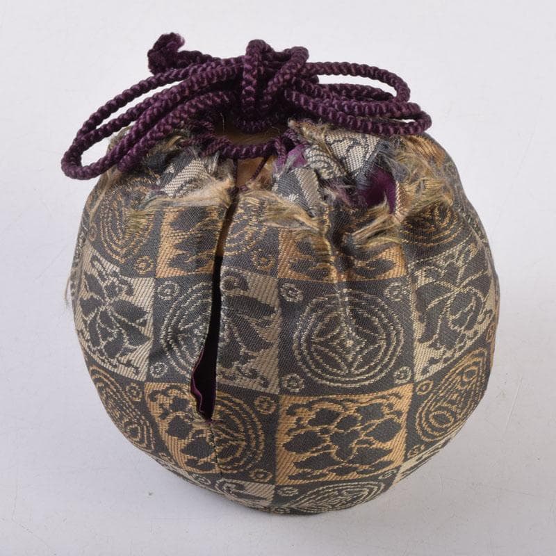 茶道具　膳所焼　淡海ぜぜ　平茶入　仕覆付　宗達極書付箱　M　8488