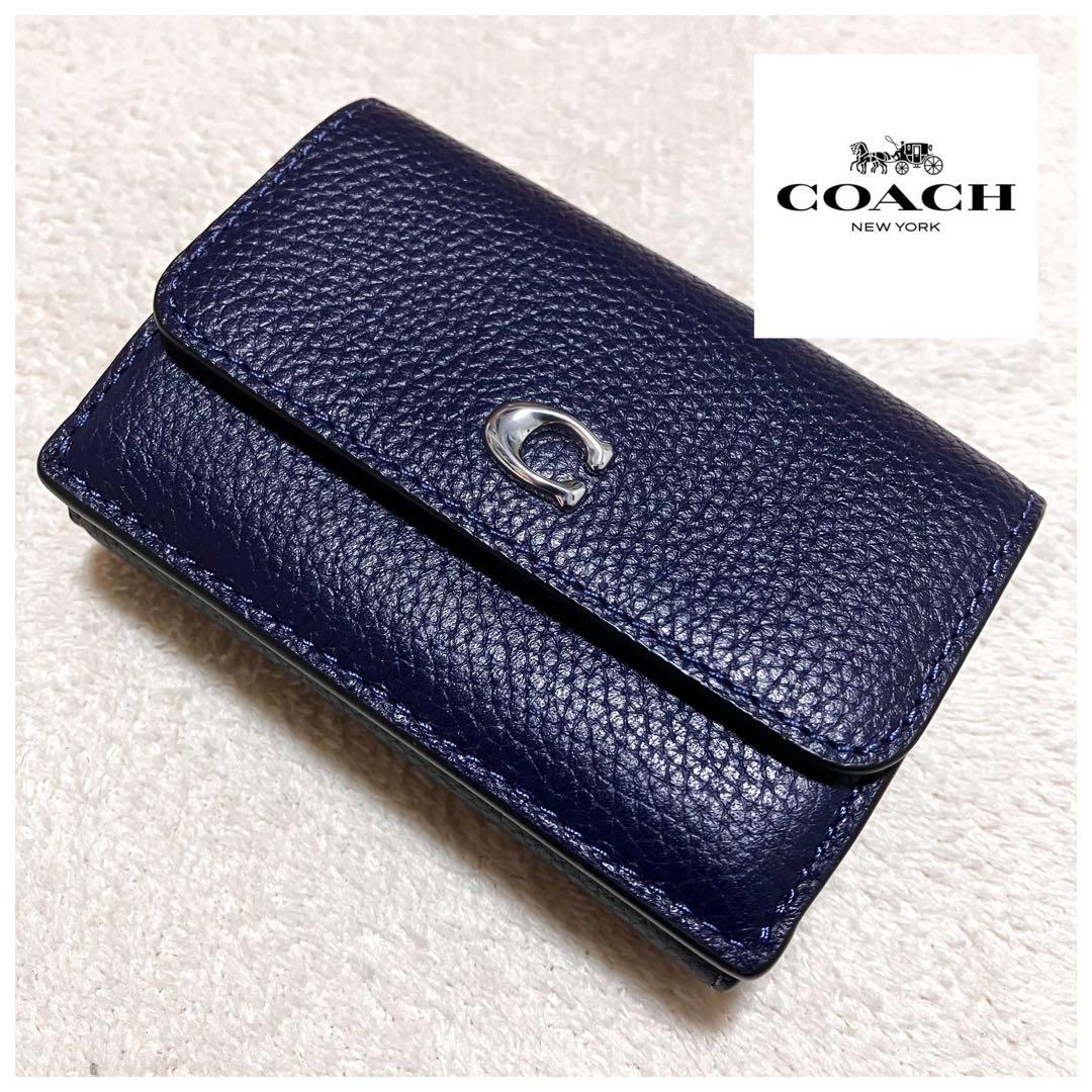 極美品✨ COACH コーチ ミニ トライフォールド ウォレット ネイビー