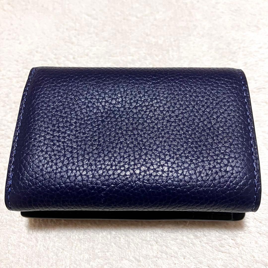 極美品✨ COACH コーチ ミニ トライフォールド ウォレット ネイビー