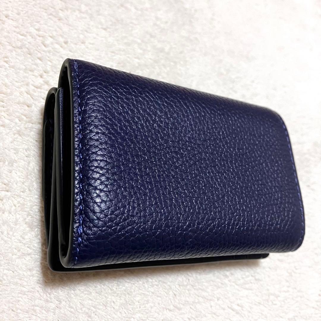 極美品✨ COACH コーチ ミニ トライフォールド ウォレット ネイビー
