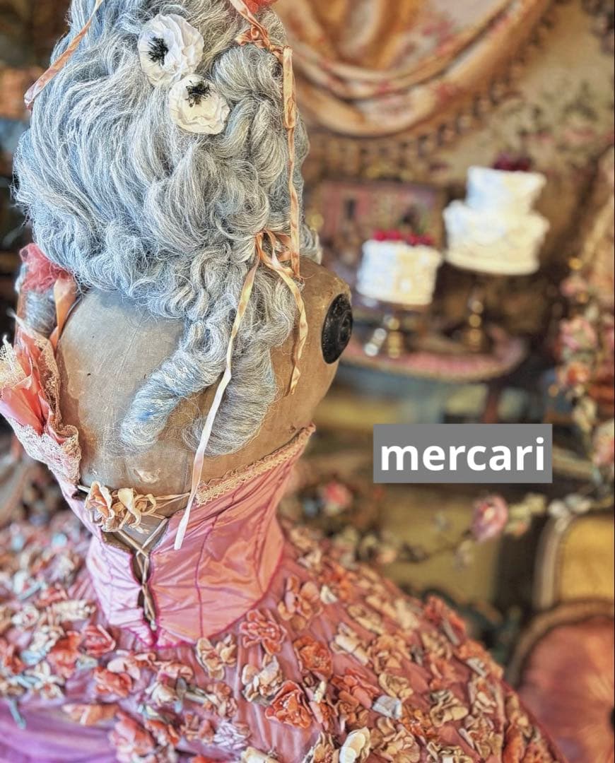 フランス アンティーク　稀少　布花　パニエ　クリノリン