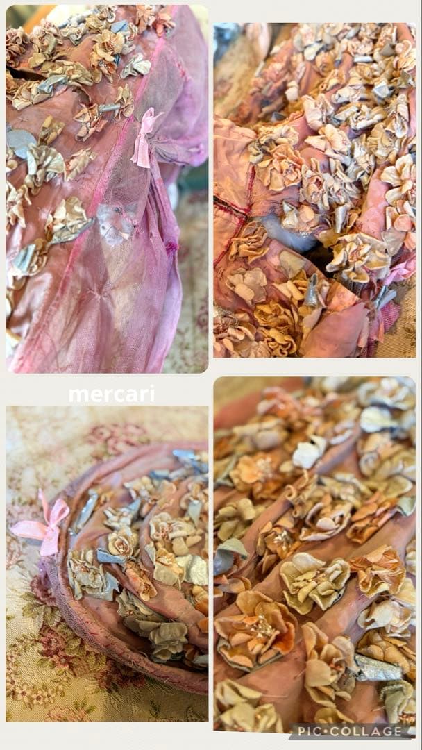 フランス アンティーク　稀少　布花　パニエ　クリノリン