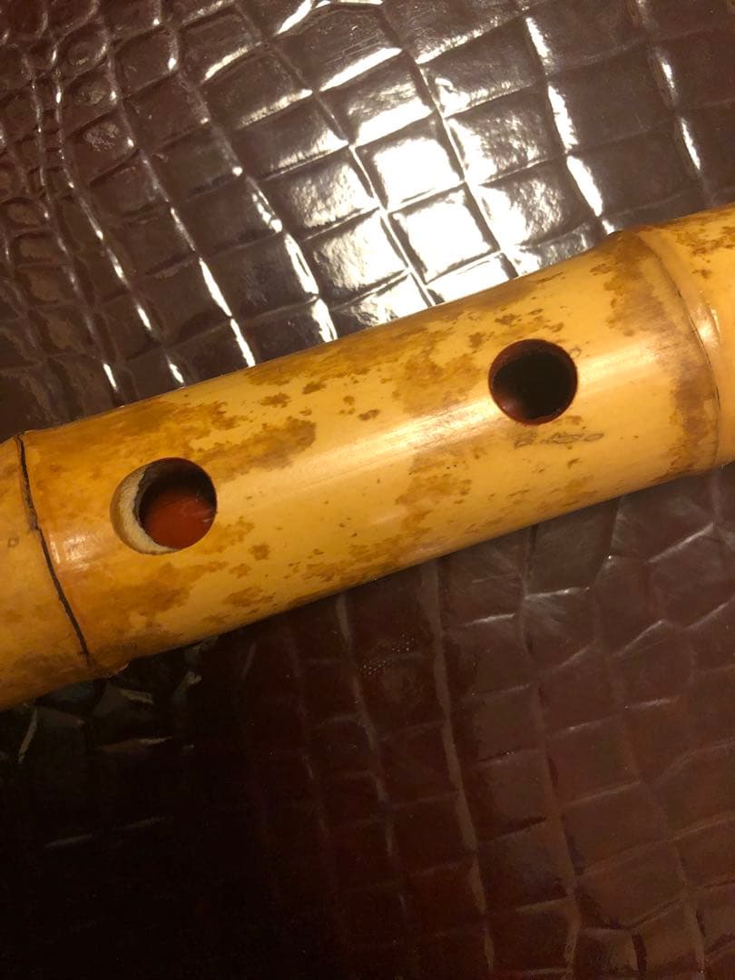 真山銘　尺八　一尺七寸　都山流　銀三線