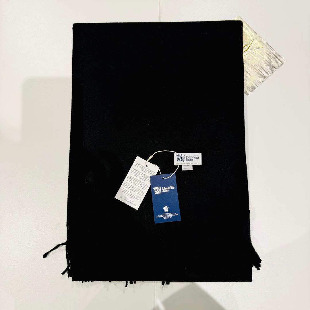 し*離様 ジョンストンズ カシミア 大判ストール マフラー ブラック （黒）
