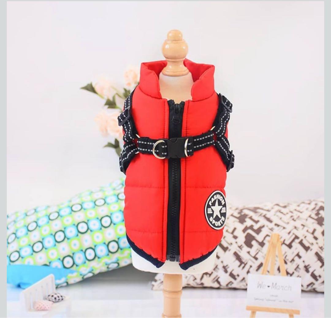 犬服 綿服コート 防水ジャケット 暖かい ペット服 2XL 赤色