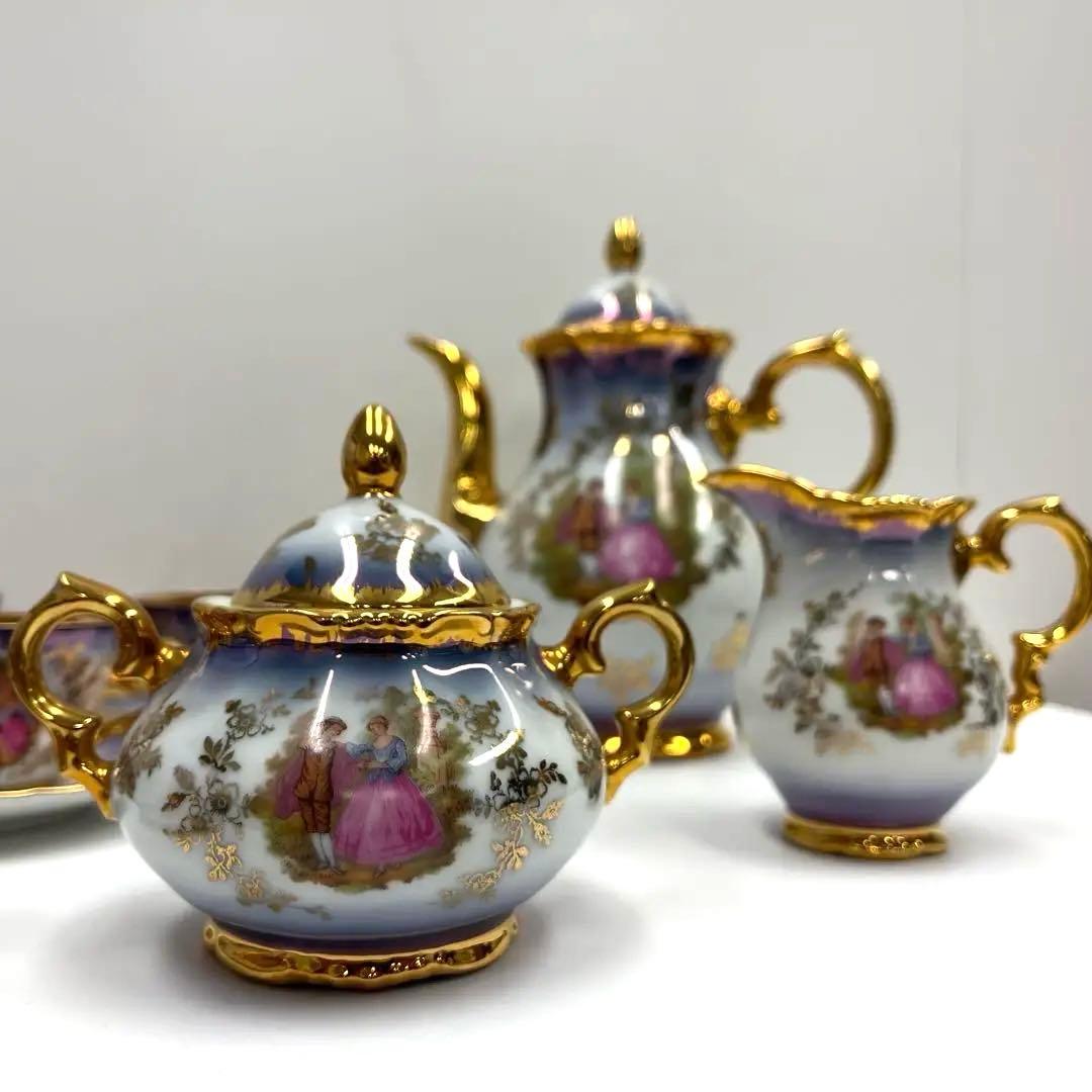 陶磁器　宮廷小花/ティーセット　15セット 花柄 金装飾