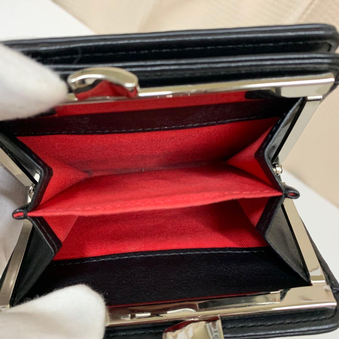 ヴィヴィアンウエストウッド　折り財布　オーブ　ガマ口　レザー　黒