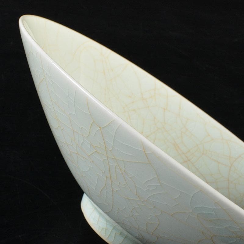 中国　影青　貼魚氷裂文鉢　茶碗　C　R6494