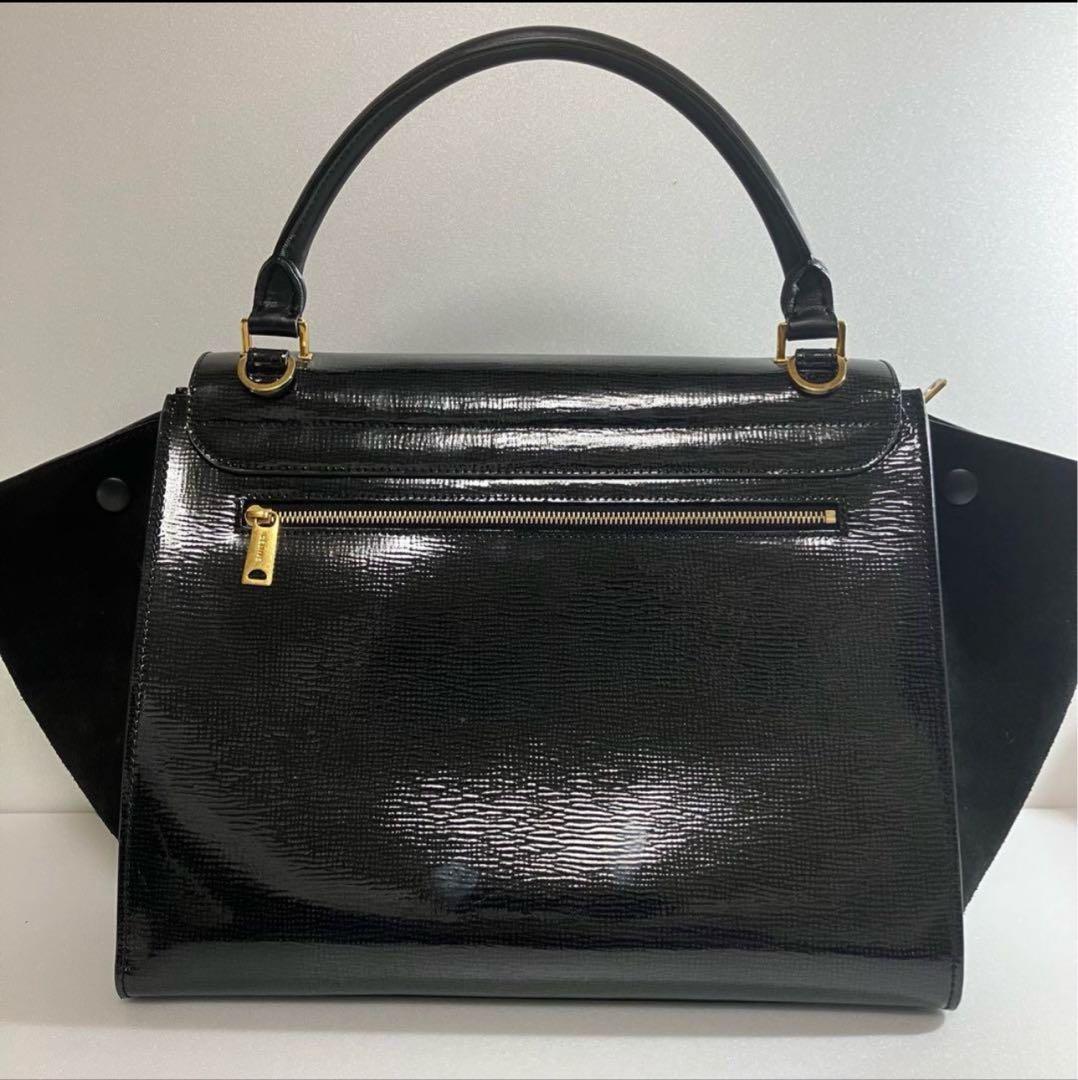 特価！！【極美品】セリーヌ トラペーズ 2way 黒 スエード 金具