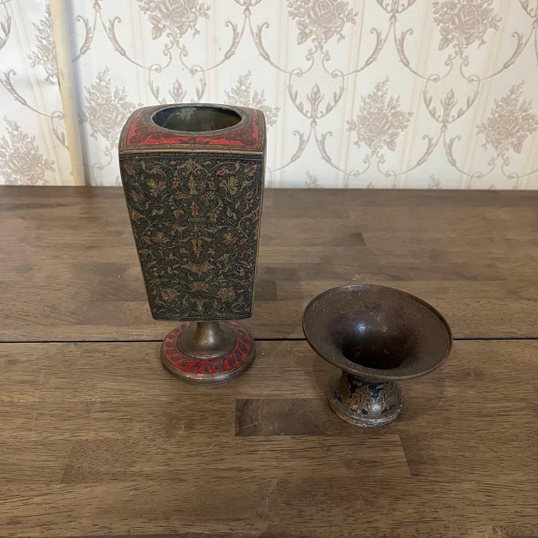 【アンティーク】真鍮製？ 花瓶 花器 花入 オブジェ 古道具 古美術 骨董品