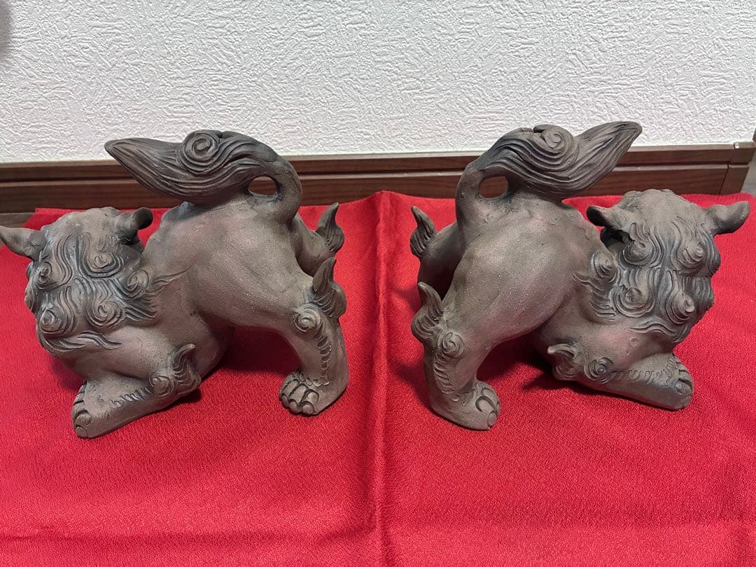 沖縄シーサー お土産　やちむん　魔除け 厄除け 置物 陶器 玄関 装飾　こげちゃ