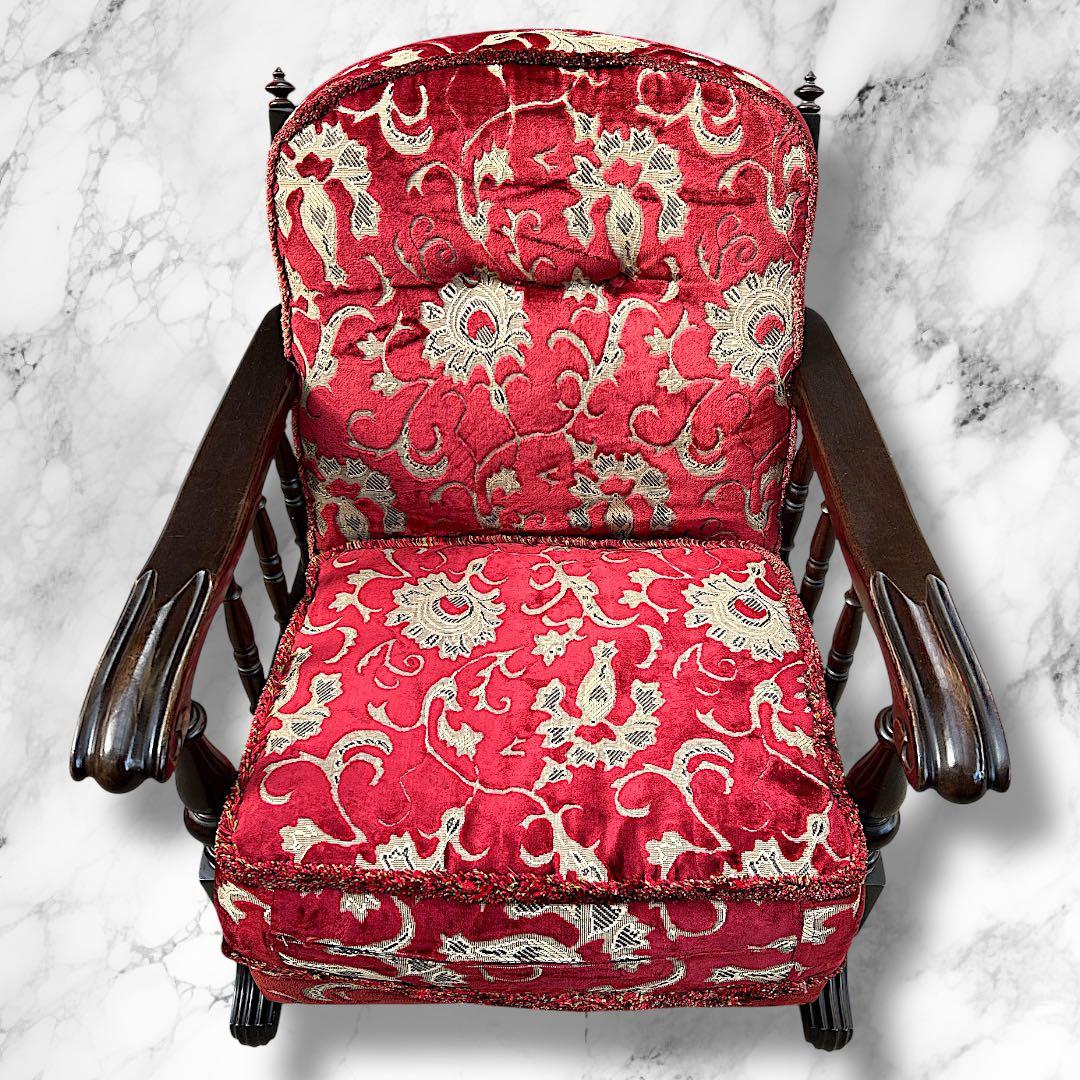 アンティーク調 1人がけソファ ヴィンテージチェア 高級感 ダークブラウン