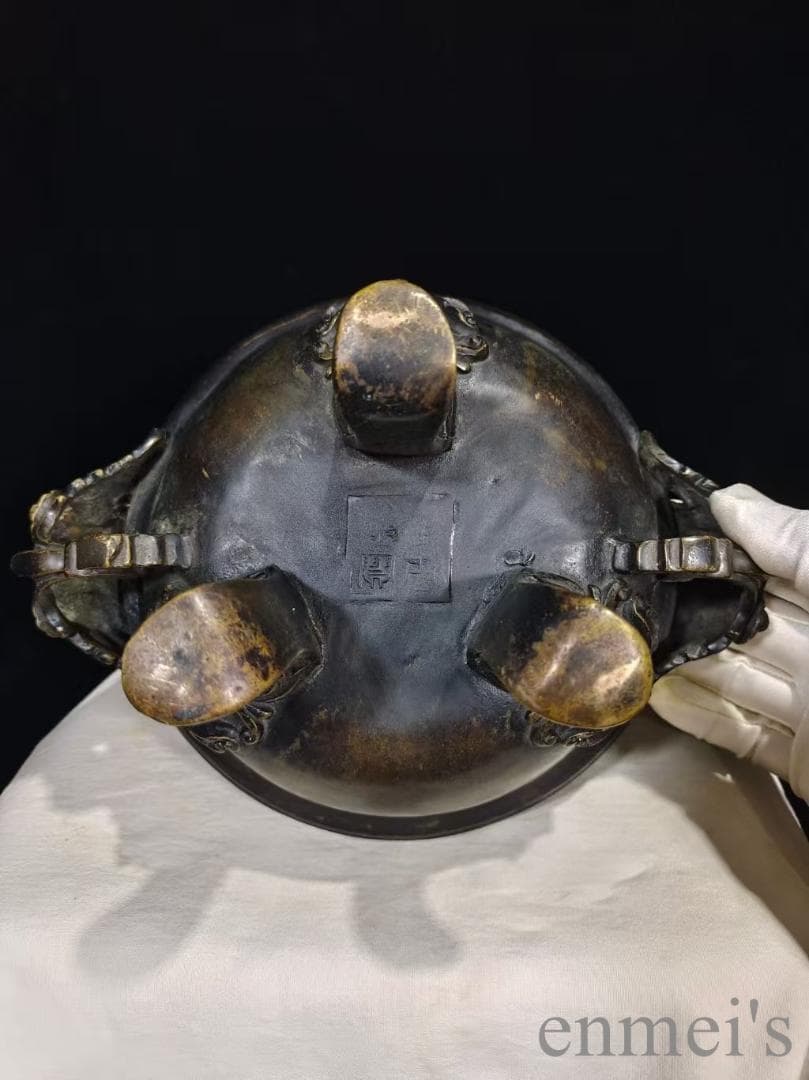 中国古美術 老銅胎 熏香炉《花開富貴》純銅製 高浮彫 手彫 古美味 時代物 置物