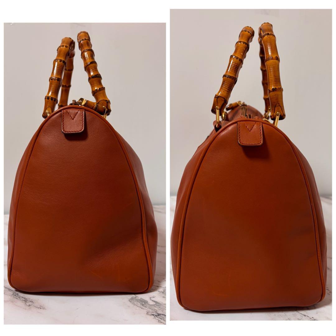 GUCCI グッチ キャメル 本革　ハンドバッグ　バンブ　ミニボストンバッグ