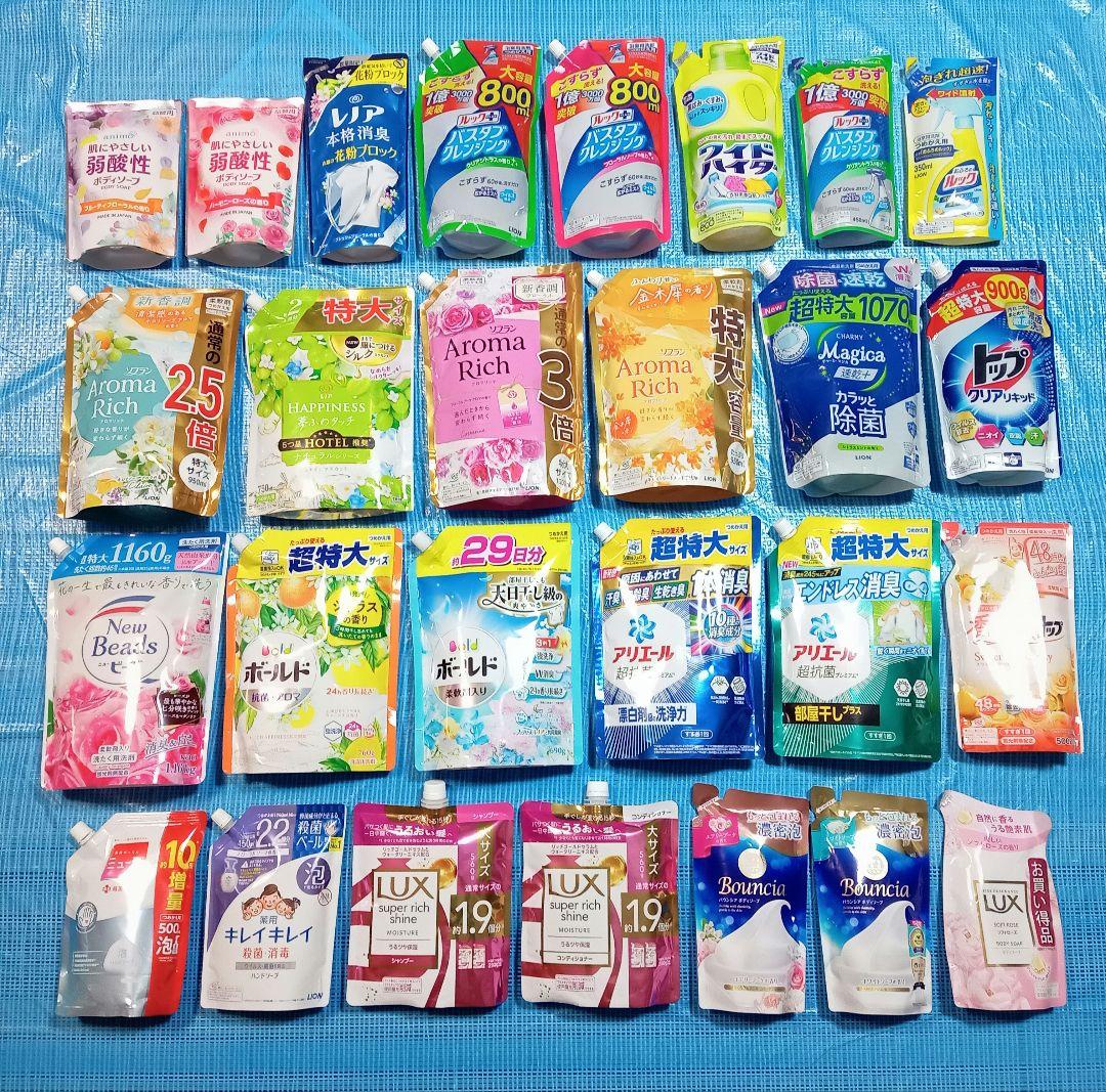 【１セット限定】《詰め替え用》洗濯洗剤・柔軟剤・シャンプー・ボディソープ