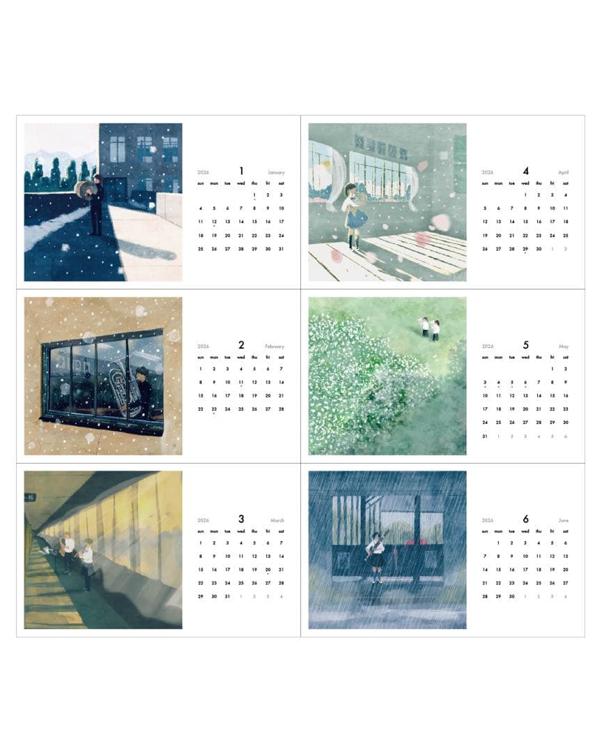 2026年　卓上カレンダー　5個セット　吹奏楽部編（送料込）