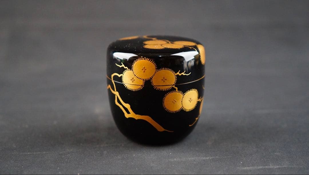 【ペンギン65様】唐松蒔絵　黒棗　二代　前端春斎　大徳寺　書付箱　花押　茶道具