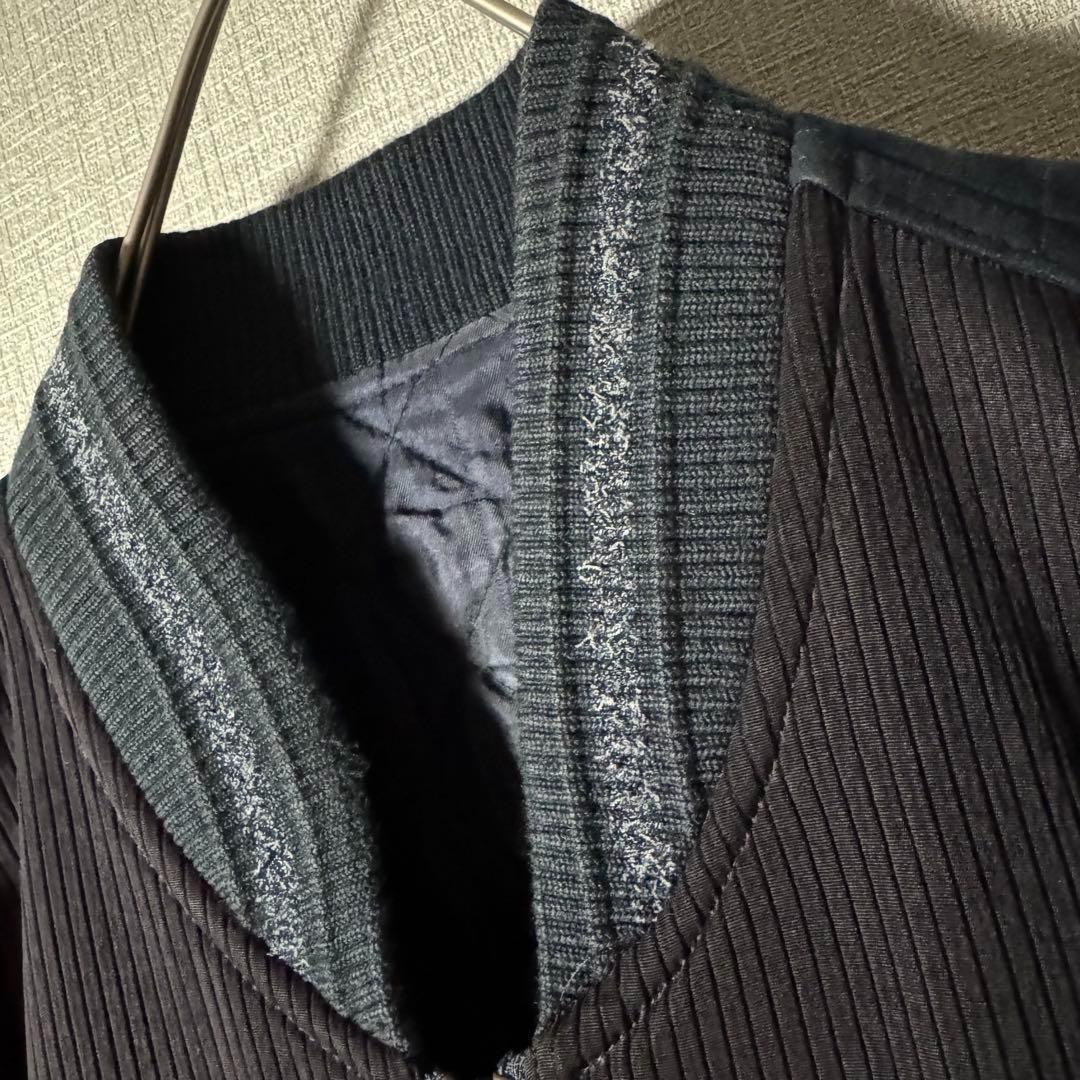 ハーディエイミス ブルゾン ベロア切替 刺繍 裏地キルティング ネイビー XL