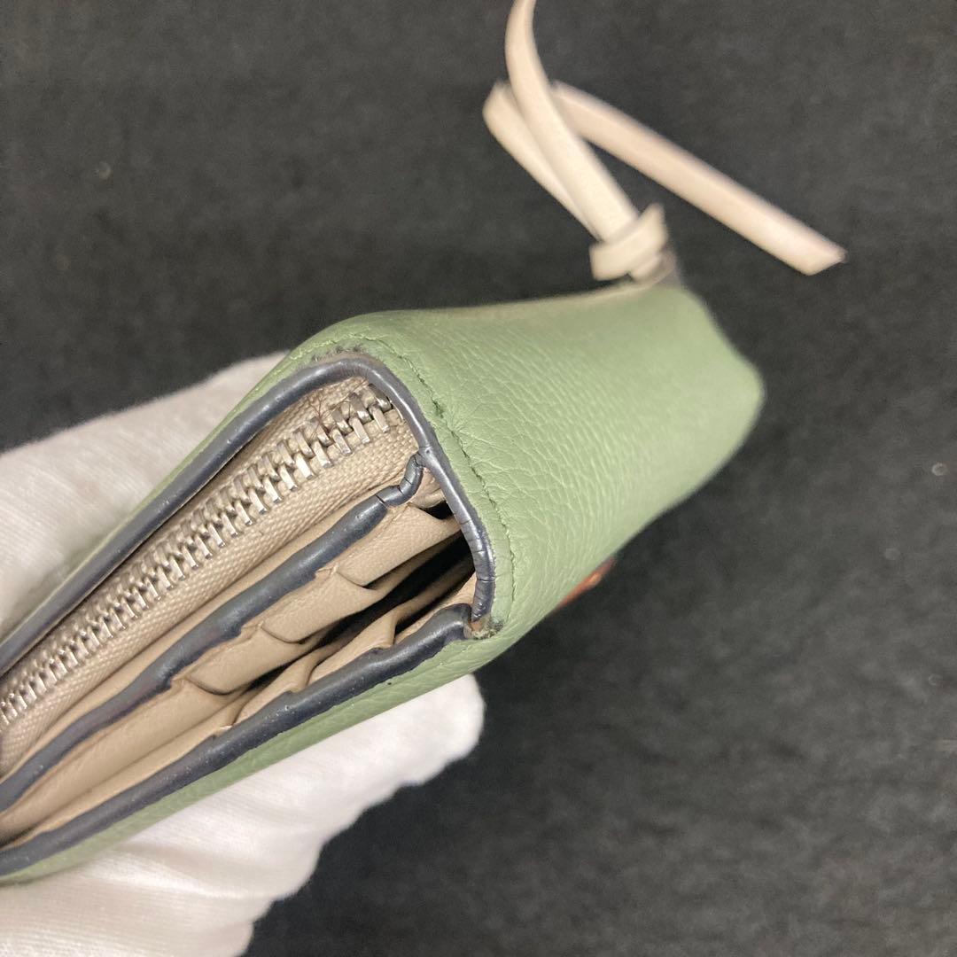 ロエベ コンパクト ジップ ウォレット 財布 レザー グリーン⭐︎