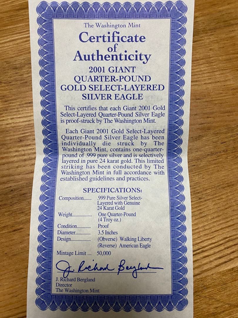 The Washington Mint 銀貨 2001年 自由の女神