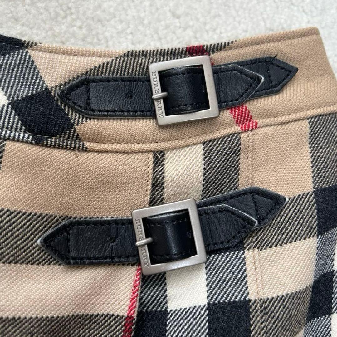 クリーニング済み美品バーバリー ノバチェック巻きスカート風プリーツスカート150